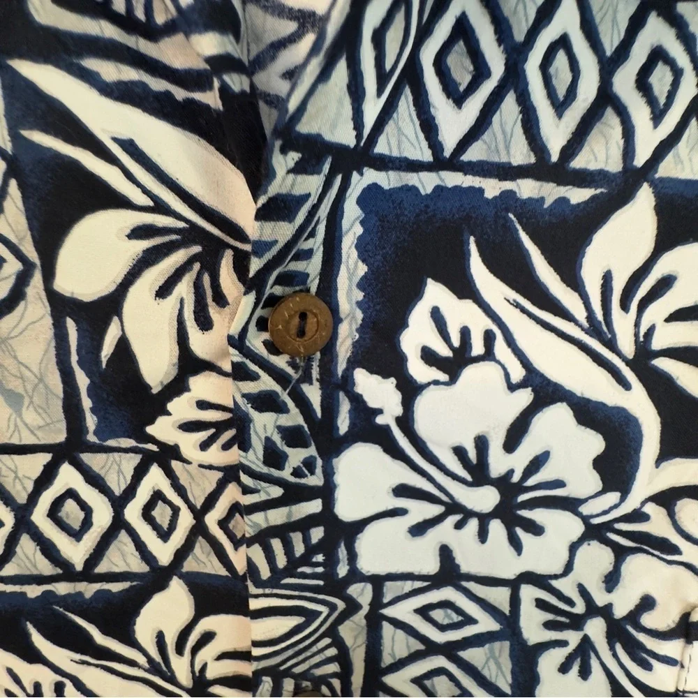 Ky's Made In Hawaii Aloha Hawaiian Short Sleeve Button Up Shirt Blue Floral 2XL - Picture 5 of 16